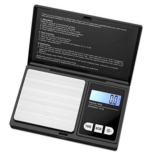 AMIR Balance de Precision 0.01g, 500g/0.01g, Balance de Poche avec Écran LCD Rétroéclairé, Petit Balance de Bijoux Balance de Cuisine de Haute Précision, Balance Numérique avec Fonction de Tare(Noir) Fiche Technique et Prix au Maroc