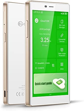 GlocalMe G4 Pro Routeur Mobile 4G, WI-FI Hotspot, Aucune Carte SIM nécessaire, avec 1Go Données Globales, Application GlocalMe conviviale, Couvrant de 140+ Pays et régions (Blanc) Fiche Technique et Prix au Maroc