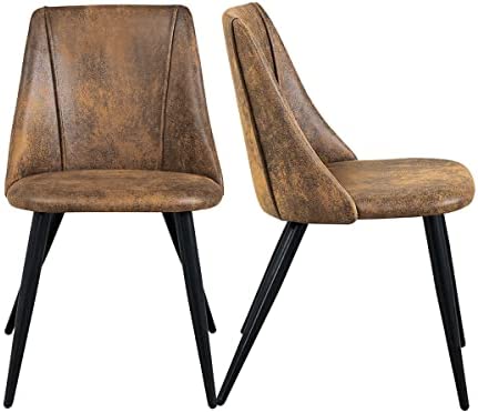 Setsail Set of 2 chaises de Salle à Manger, chaises de Cuisine, chaises de Salon, chaises de Bureau, Pieds en métal en Noir, Daim Marron Fiche Technique et Prix au Maroc