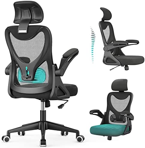 Chaise de Bureau - Fauteuil de Bureau ergonomique avec support lombaire & accoudoirs & Appuie-tête réglables, Fauteuil d'ordinateur pivotant à haut dossier confortable pour bureau à domicile Noir Fiche Technique et Prix au Maroc