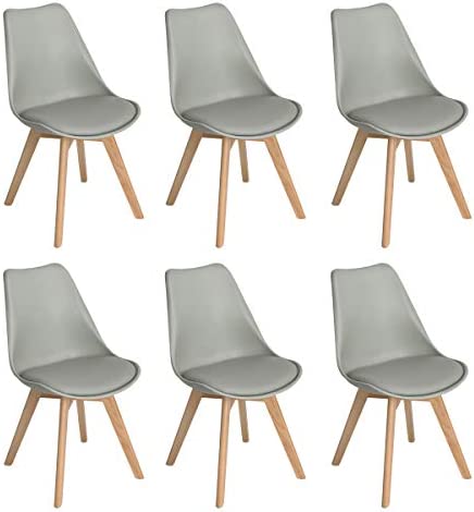 H.J WeDoo Lot de 6 chaises de Salle à Manger scandinaves, Chaises Rétro Bois de hêtre Massif- Gris Fiche Technique et Prix au Maroc