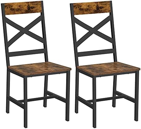 VASAGLE Chaises de Salle à Manger, Lot de 2, Sièges de Cuisine, Cadre en Acier, Ergonomique, Style Industriel, pour Salon, Cuisine, Marron Rustique et Noir LDC094B01 Fiche Technique et Prix au Maroc