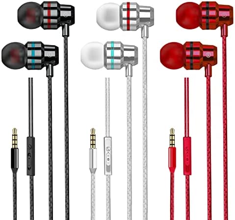 3 Pack Écouteurs Filaire, Écouteurs Intra-Auriculaires avec Contrôle du Volume et Microphone, Anti-Bruit Casque pour iphone, Samsung, Xiaomi, Huawei, Android la Plupart des Appareils 3,5 mm Fiche Technique et Prix au Maroc