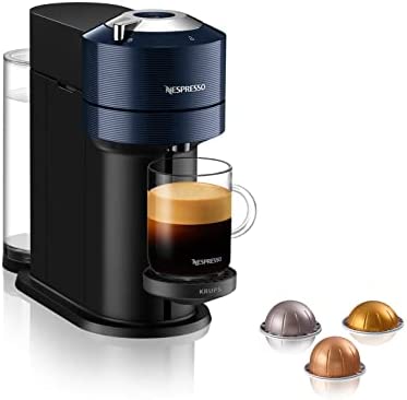 KRUPS Nespresso Vertuo Next Machine à café capsule, Technologie Centrifusion, Réservoir 1.1 L, Cafetière Espresso, 5 tailles de tasses, Connectée, Blue Navy YY4974FD Fiche Technique et Prix au Maroc