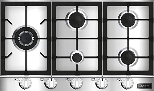 Kaiser KG 9357 Turbo, Plaque de cuisson à gaz 90 cm, En acier inoxydable exclusif - Autonome - Cuisinière - 5 brûleurs de qualité supérieure - 3,8 kW - Brûleur WOK - Gaz naturel et propane possibles Fiche Technique et Prix au Maroc