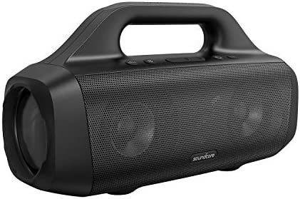 Soundcore Anker Motion Boom Enceinte Bluetooth d'Extérieur, Drivers Titane, Technologie BassUp, Étanche IPX7, Autonomie 24 h, App, Poignée, Enceinte Bluetooth Portable pour Le Camping Fiche Technique et Prix au Maroc