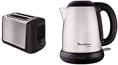 Moulinex subito – Grille-pain avec 2 fentes, 7 temps de grillage, 850 W & Moulinex BY540D10 Bouilloire Électrique sans Fil Subito Inox Noir 1,7L 2400W Fiche Technique et Prix au Maroc