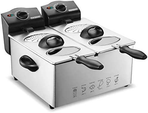 Deuba Friteuse électrique double cuve Capacité 2 x 3 L Friteuse en acier inoxydable Technologie zone froide Fiche Technique et Prix au Maroc