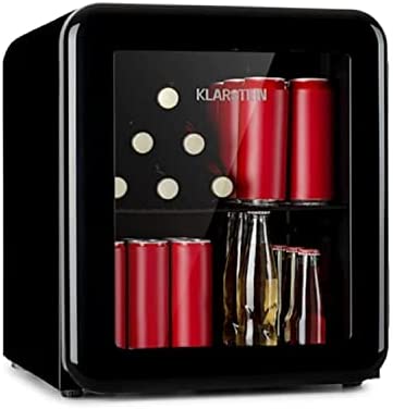 KLARSTEIN PopLife - Réfrigérateur à boissons, design rétro, température : 0-10 ° C, classe d'efficacité énergétique, cadran mécanique, LED - 48 L, noir Fiche Technique et Prix au Maroc