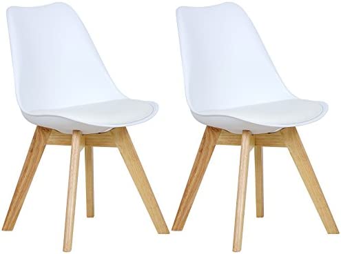WOLTU 2 Chaises de Salle à Manger Cuisine/Salon chaises,Design en Similicuir et Bois Massif,Blanc BH29ws-2 Fiche Technique et Prix au Maroc