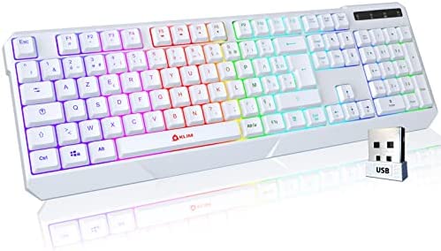 KLIM Chroma Clavier sans Fil Gamer AZERTY + Version 2022 + Fin, Durable, Ergonomique, Discret, Waterproof, Silencieux + Clavier Gamer rétroéclairé pour PC Mac + Clavier PS4 PS5 + Blanc Fiche Technique et Prix au Maroc