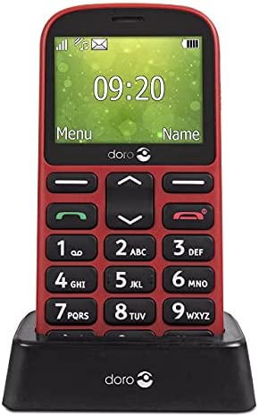 Doro 1361 Téléphone Portable 2G Dual SIM Débloqué pour Seniors avec Grandes Touches, Caméra, Touche d'Assistance et Socle Chargeur Inclus (Rouge) [Version Française] Fiche Technique et Prix au Maroc