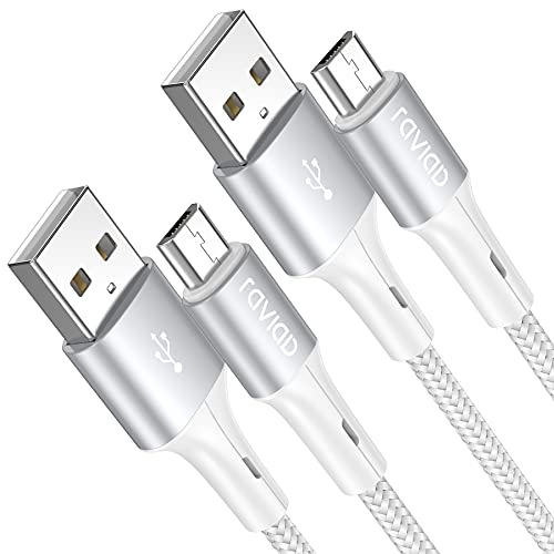 RAVIAD Câble Micro USB [2M/Lot de 2] Nylon Tressé Chargeur Micro USB 3A Charge Rapide et Synchro pour Android Samsung Galaxy S7 S6 Edge J7 J5 J3, Redmi Note 5, Wiko, Huawei, Sony, LG, Kindle, PS4 Fiche Technique et Prix au Maroc
