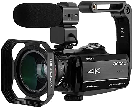 ORDRO 4K Caméscope Caméra Vidéo pour Youtube AZ30 UHD Caméra 1080P 60FPS IR Vision Nocturne WiFi Appareil Photo Numérique avec Microphone Objectif Grand Angle Stabilisateur Portable et Carte TF 32 Go Fiche Technique et Prix au Maroc