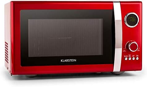 Klarstein Fine Dinesty - Four Micro-ondes, Fonction grill de 1000W, 12 programmes, 800W, Minuterie, Trois modes, Plateau tournant, Ecran digital, 23L de capacité, Rouge Fiche Technique et Prix au Maroc