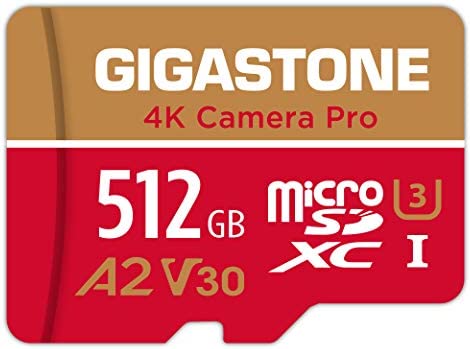 [5 Ans Récupération de données Gratuite] Gigastone Carte Mémoire 512 Go 4K Caméra Pro, Compatible avec GoPro Drone Switch, Vitesse 100 Mo/s. 4K Vidéo, A2 U3 V30 Carte Micro SDXC avec Adaptateur SD. Fiche Technique et Prix au Maroc