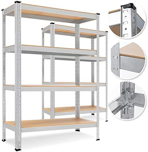 MASKO® Lot de 2 étagères de stockage, étagère pour charges lourdes, étagère de cave, charge maximale 875 kg, étagère enfichable, étagère d'atelier, cave, garage Fiche Technique et Prix au Maroc