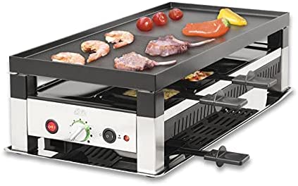 Solis 5 in 1 Table Grill 791 Appareil a Raclette - Raclette, Table grill, Wok, Crêpes et Pizza - Grill Electrique - Ensemble gourmet - Convient à 8 personnes - Acier inoxydable - 1400W Fiche Technique et Prix au Maroc