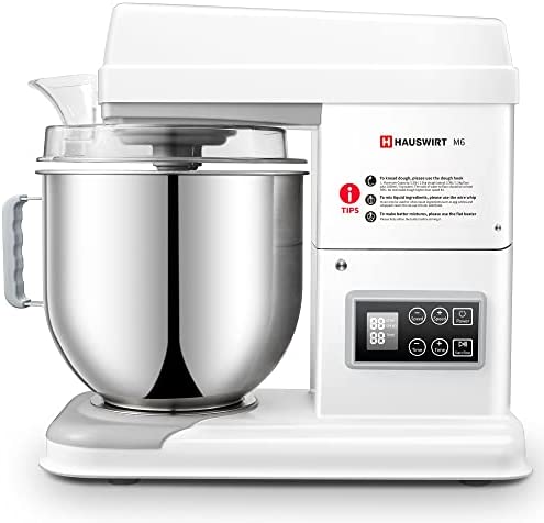 HAUSWIRT Commercial Robot Pâtissier, 37 dB Silencieux en Fonte, 8 Heures de Travail Constant Batteur sur Socle , M6 Petrin Professionnel avec 11 Vitesses, Bol de 7 L, 550 W, Blanc Fiche Technique et Prix au Maroc