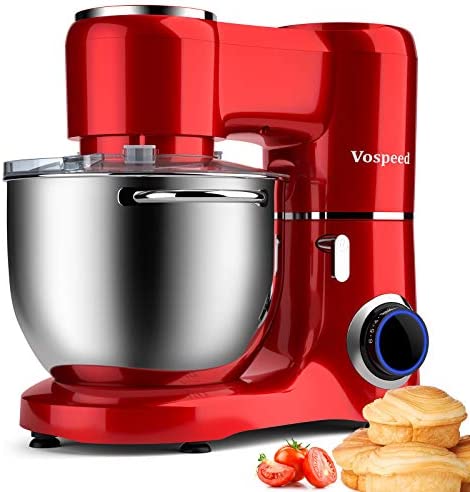 Vospeed Robot Patissier 1500W 8L gateau mélangeur électriquecuisine Food Mixer avec acier inoxydable Bowl, Batteur, crochet pétrisseur, Fouet pourcuisson, lavevaisselle (rouge) Fiche Technique et Prix au Maroc