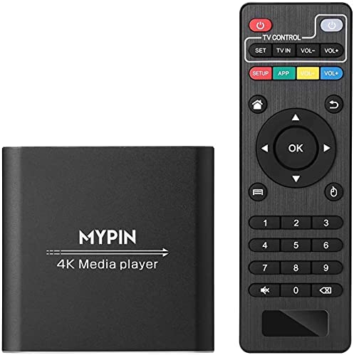 Lecteur Multimédia 4k HDMI, MYPIN Mini HD Media Player TV pour 8TB HDD/ Clé USB / Carte TF / H.265 MP4 PPT MKV AVI Soutien Sortie HDMI/AV/Coaxial et Souris USB/Clavier-HDMI Jusqu'à 7.1 Son Surround Fiche Technique et Prix au Maroc