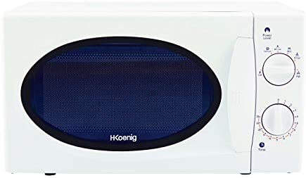 H.Koenig VIO6 Micro-ondes Compact 20L Blanc, Puissant 700W, Plateau tournant 24,5cm, Multifonction 5 niveaux de chauffe et fonction décongélation, Minuterie jusqu'à 30min, Rapide, Plan de travail Fiche Technique et Prix au Maroc