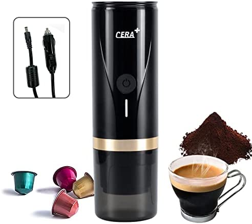 CERA+ Machine à expresso portable One Key auto-chauffante 12 V Mini cafetière pour voiture, pression de 20 bars compatible avec les capsules NS et le café moulu pour le camping, les voyages Fiche Technique et Prix au Maroc