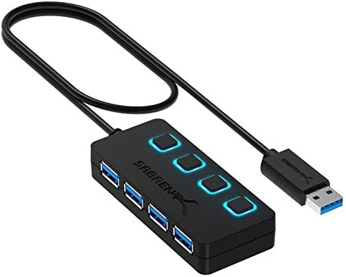 SABRENT 4-Port USB 3.0 Hub avec des commutateurs et des voyants d'alimentation individuels (HB-UM43) Fiche Technique et Prix au Maroc