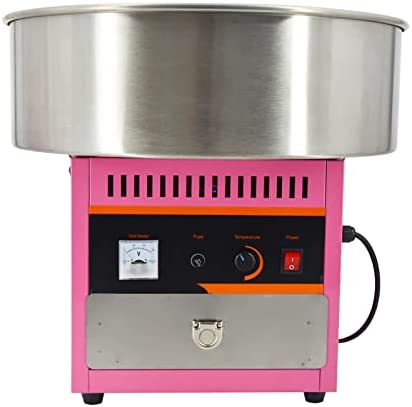 MOOTACO Machine à Barbe à papa électrique Professionnelle 1000W Machine à Barbe à Papa en Acier Inoxydable Rose avec Tiroir Cuillère de Sucre pour Fêtes et Événements Fiche Technique et Prix au Maroc
