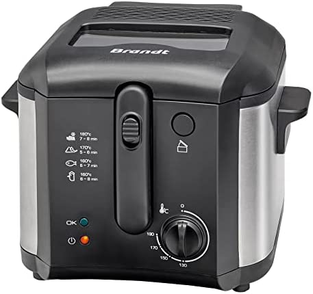 Brandt FRI30X – Friteuse classique 2,5L huile – Cuve et couvercle amovibles – Capacité 1 kg de frites – 1600W – Hublot de contrôle – Thermostat réglable de 130 à 190°C – Filtre métallique anti-graisse Fiche Technique et Prix au Maroc
