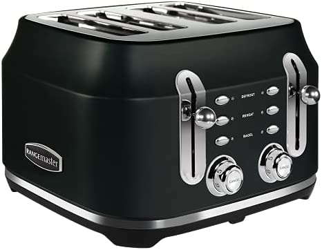 Rangemaster RMCL4S201BK Grille-pain classique 4 tranches avec fonctions de décongélation, annulation et réchauffement, plateau de miettes amovible et 6 niveaux de puissance Noir 2,1 kW Fiche Technique et Prix au Maroc
