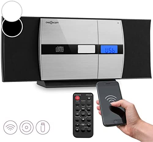 oneConcept Radio Portable CD Bluetooth, Chaine Hifi, Poste Radio FM, Radio Portables Stéréo, Écran LCD, MP3, AUX, Carte SD, Télécommande, Alarme Reveil, Lecteur CD, Enceintes Mini Chaînes Hi-fi, Cable Fiche Technique et Prix au Maroc
