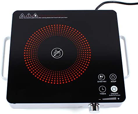 Fetcoi Plaque de cuisson vitrocéramique plaque de cuisson électrique en acier inoxydable Table de cuisson vitrocéramique mobile avec capteur de chaleur infrarouge commande par bouton tactile 2200W Fiche Technique et Prix au Maroc