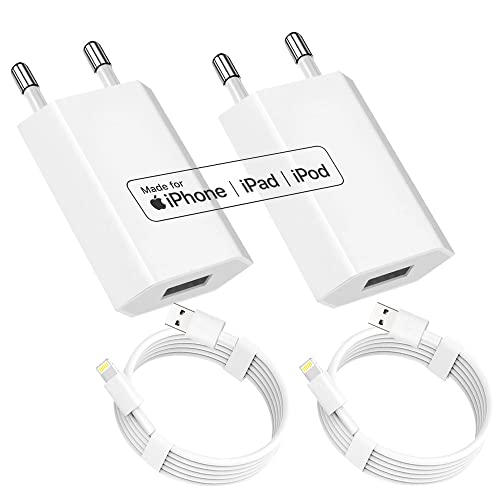 TIZEGU Chargeur Rapide iPhone【Certifié Apple MFi】 Lot de 2 chargeurs 5W Câble 1M Adaptateur Secteur USB avec 2Pack iPhone Lightning Cable Compatible avec iPhone 14/13/12/11 Pro Max/8/7/5 etc Fiche Technique et Prix au Maroc
