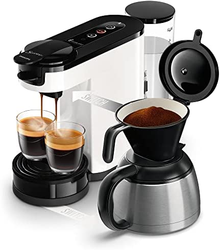 Philips Domestic Appliances SENSEO HD6592/04 Switch Cafetière à dosette et filtre 2 en 1 Réservoir d'eau 1 litre 7 tasses en un seul passage Blanc Fiche Technique et Prix au Maroc