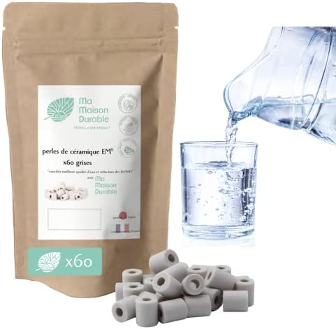 Ma Maison Durable | X60 Perles de Céramique EM® Grises | Filtre Purificateur 100% Naturel Eau du Robinet| Billes de Filtration Naturelle Chlore Calcaire| pour Pichet Carafe Gourde Fontaine Bouilloire Fiche Technique et Prix au Maroc