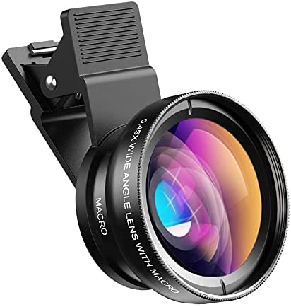 Apexel Universal Phone Camera Lens Kit 0.45X Grand Angle 140 ° + 12.5X Macro Lentille Clip-on iPhone Lentille pour iPhone 8 7 6 Plus Samsung et la Plupart des Smartphone Android Fiche Technique et Prix au Maroc