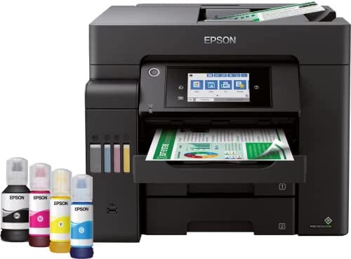Epson Imprimante EcoTank ET-5800 avec Réservoirs, Multifonction 4-en-1: Imprimante recto verso / Scanner / Copieur / Fax, A4, Jet d'encre couleur, Wifi Direct, Ethernet, Chargeur, Faible coût par page Fiche Technique et Prix au Maroc