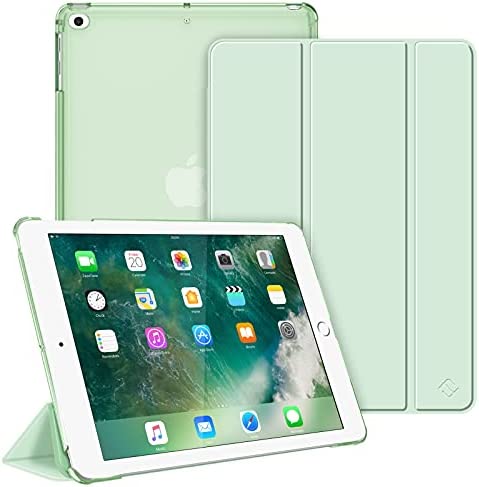 FINTIE Coque pour iPad 6ème/5ème Génération Version 9.7 Pouces 2018/2017 - Etui Mince et Léger Housse Arrière Semi-Transparent Support Protecteur Sommeil/Réveil Automatique, Vert Clair Fiche Technique et Prix au Maroc