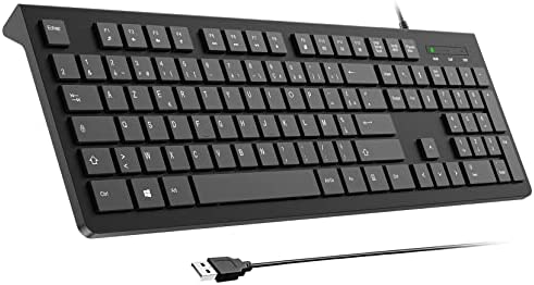 LODVIE Clavier d'ordinateur câblé, Clavier USB Plug Play, Touches Chiclet à Profil Bas, Grand pavé numérique, indicateurs de majuscules, Pieds Pliables, Lettres Anti-dégâts et Anti-Usure Fiche Technique et Prix au Maroc