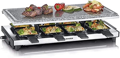 SEVERIN RG 2374 Raclette avec Pierre de Cuisson Naturelle, Plastique Acier Inoxydable, Noir/INOX Fiche Technique et Prix au Maroc