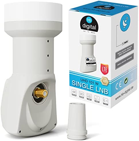 HB-DIGITAL Universal Single LNB Blanc - UHD 4K Full HD DVB-S/S2 - Facteur de bruit de 0,1 dB - pour un récepteur satellite (connexion directe) - Contacts dorés - Protection contre les intempéries Fiche Technique et Prix au Maroc