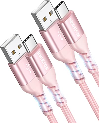 NINGKPOW Câble USB C [2M+2M / Lot de 2] 3.1A Cable USB C Charge Rapide Nylon Tressé Chargeur Type C pour Samsung Galaxy S22 S21 S20 S10 S9 A12 A21 A51, Huawei P50 P40, Redmi Note 10 9 8, Oneplus-Rose Fiche Technique et Prix au Maroc