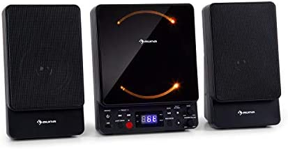 AUNA Microstar - Micro-chaîne Verticale, Lecteur CD, Bluetooth, Enceintes stéréo, Port USB, Tuner FM, AUX-in, écran LCD, éclairage d'ambiance, Installation Murale ou Pose Libre - Noir Fiche Technique et Prix au Maroc