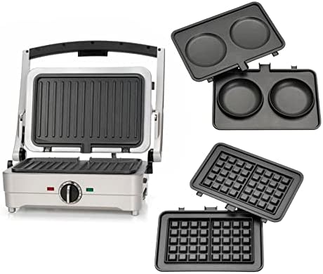 Cuisinart GRSM3E Grill, gaufrier et appareil à omelette 3 en 1, Gris perle Fiche Technique et Prix au Maroc