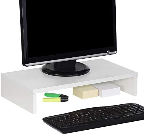 IDIMEX Support d'écran d'ordinateur Monitor, réhausseur pour Moniteur avec Tablette de séparation Dimensions 50 x 10 x 27 cm, en mélaminé Blanc Mat Fiche Technique et Prix au Maroc