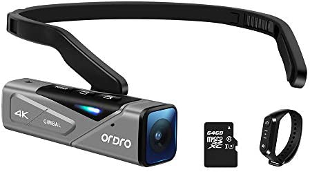 ORDRO Caméscope EP7 4K FPV Vlog Tête de Caméscope Mains Libres Caméra Vidéo Portable Enregistreur de Caméra WiFi 30FPS avec Cardan 2 Axes Intégré, Télécommande et Carte MicroSD de 64 Go Fiche Technique et Prix au Maroc