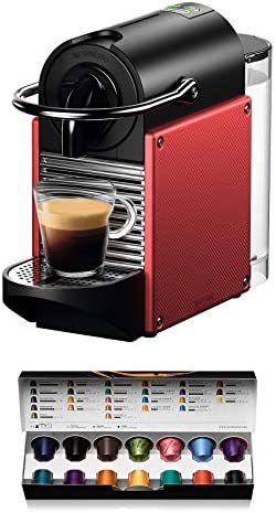 Nespresso De'Longhi Pixie EN124 - Cafetière à dosettes, 19 bars, réservoir à eau de 0,7 L, arrêt automatique rouge Fiche Technique et Prix au Maroc