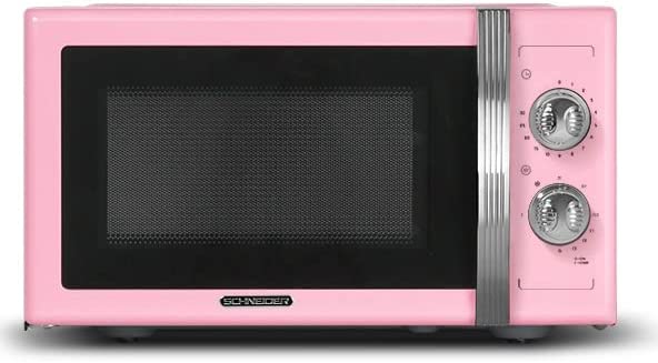 SCHNEIDER - SMW23VMP - Micro ondes gril Vintage - 23 litres - 6 niveaux de puissance - Plateau tournant (27cm) - Rose Fiche Technique et Prix au Maroc