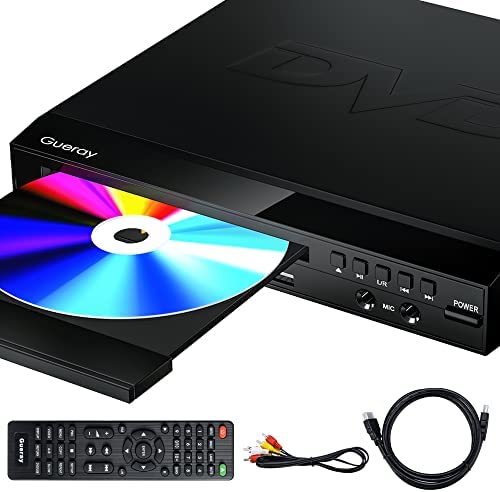 Gueray Lecteur de DVD Compact Multi-Régions Prise en Charge de la Sortie HDMI / AV Entrée USB & 2 MIC Port (Noir) Fiche Technique et Prix au Maroc